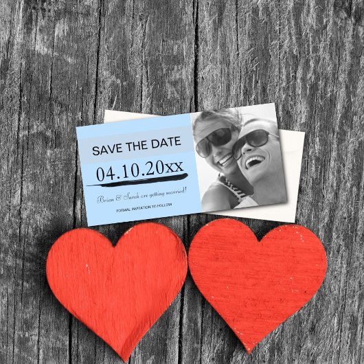 Save the Date Foto Kaart Aankondigingen {Blauw}