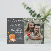 Save The Date Foto Krijt Pompoen Foto Bruiloft (Staand voorkant)