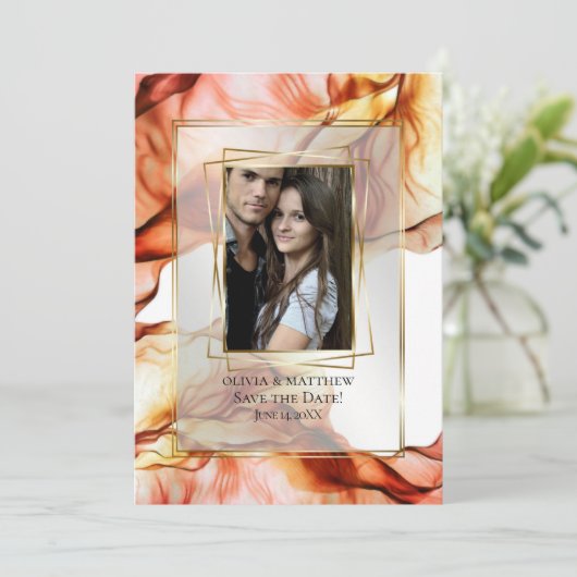 Save the date | Foto Lijst Herfst Abstract 3 Kaart (Staand voorkant)