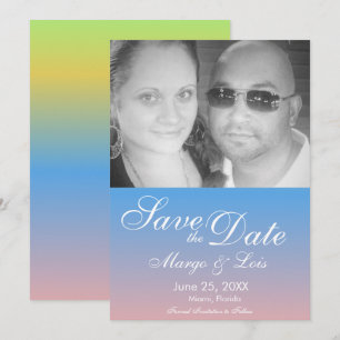 Save the Date-foto met regenbooggradiënt Kaart