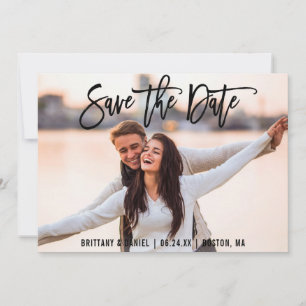 Save The Date Foto Moderne Borstel Schriftkaart B