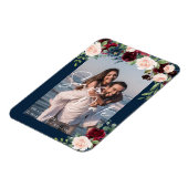 Save the Date Foto Navy Bourgondië en Blush Magneet (Linkerzijde)