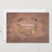 Save the Date Foto Rustiek Hout Bloemen Hart Kaart (Achterkant)