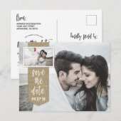 Save the Date Foto Rustieke Burlap Wedding Aankondigingskaart (Voorkant / Achterkant)