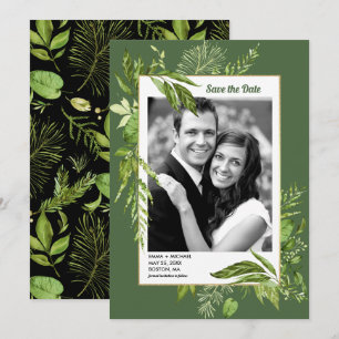 Save the date. Foto van Green Botanical Wedding Kaart