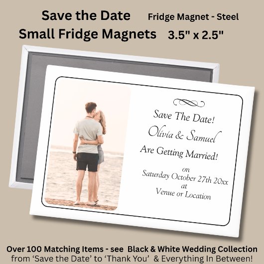 Save The Date, Foto - Zwart & Wit met Oneindig Magneet