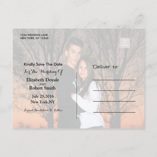 Save the date | Fotosjabloon Aankondigingskaart (Achterkant)