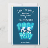 Save the Date Fun Pool Party Verjaardag Blauw (Voorkant)