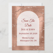 Save The Date Gebogen Trouwkaart Roze Goud (Voorkant)