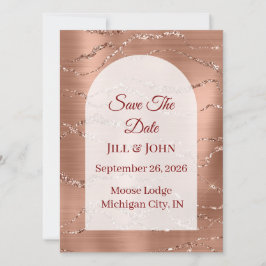 Save The Date Gebogen Trouwkaart Roze Goud