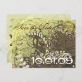 Save The Date Geel en Bruin Harten Aankondigingskaart (Voorkant / Achterkant)