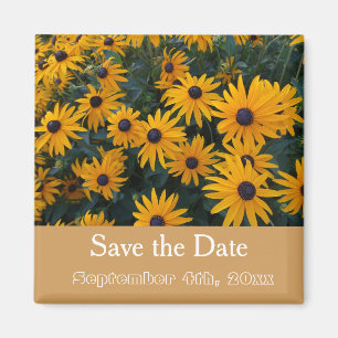 save the date, gele madeliefjesbloemen magneet