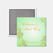 save the date, gele tulp bloemen magneet (Voorkant / Achterkant)