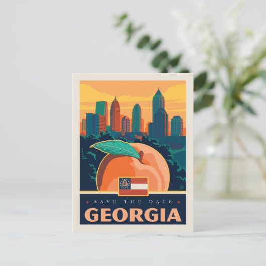 Save the date | Georgia Uitnodiging Briefkaart (Staand voorkant)