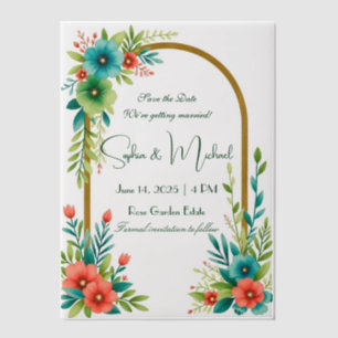 "Save the Date" Gepersonaliseerde bruiloft Vellum Uitnodigingen