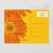 save the date,gerbera aankondigingskaart (Achterkant)