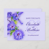 Save the Date geverfd paarse blauwe hibiscus Aankondigingskaart (Voorkant / Achterkant)