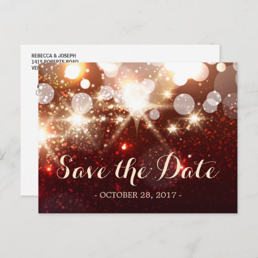 Save the Date - Glamour Gold Glitter Sparkles Aankondigingskaart (Voorkant / Achterkant)