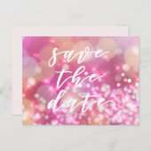 Save the date | Glamoureus roze Sparkles Briefkaar Aankondigingskaart (Voorkant / Achterkant)