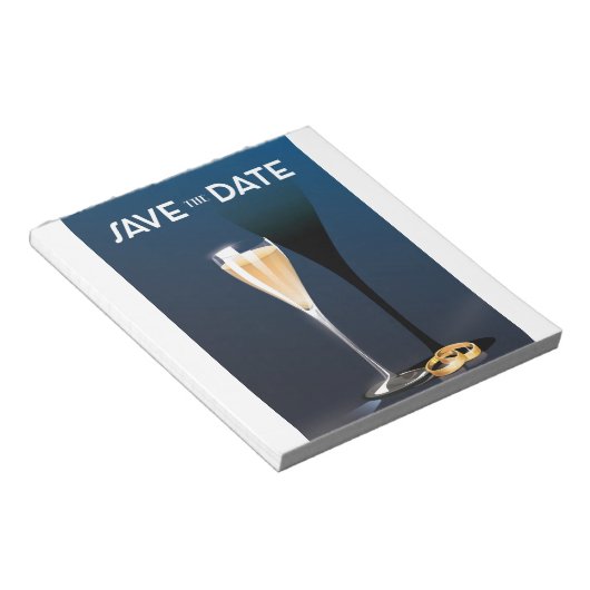Save the Date Glas en gouden ringen Notitieblok (Schuin)