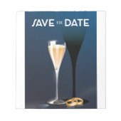 Save the Date Glas en gouden ringen Notitieblok (Voorkant)