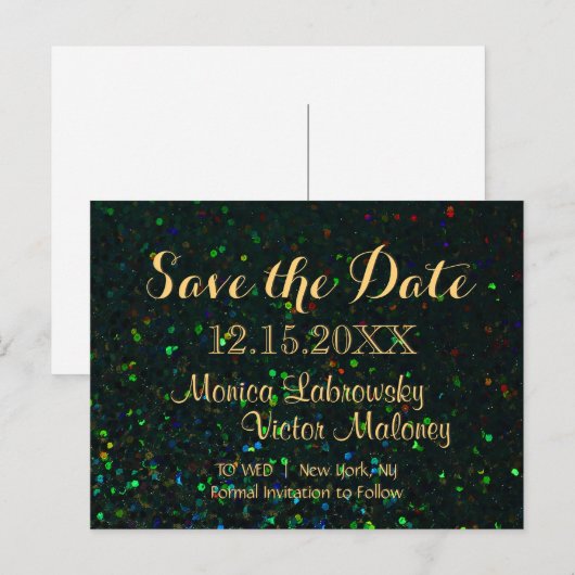 Save the date | glitternacht aankondigingskaart (Voorkant / Achterkant)