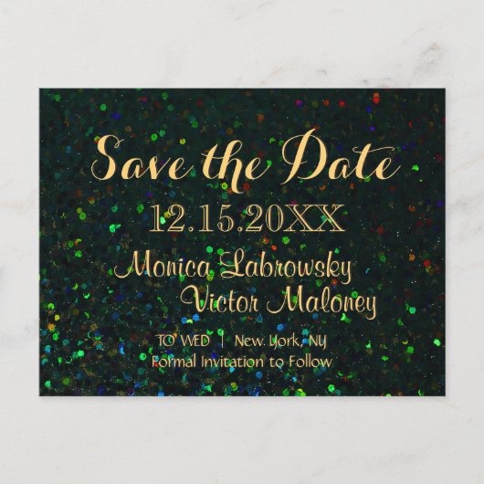 Save the date | glitternacht aankondigingskaart (Voorkant)