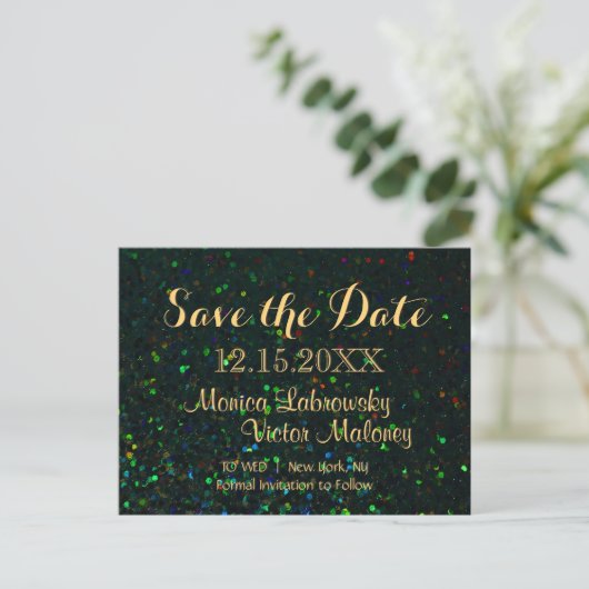 Save the date | glitternacht aankondigingskaart (Staand voorkant)