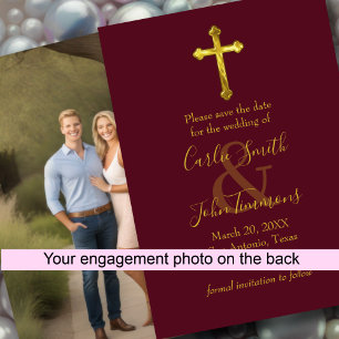 Save the Date Gold Cross Any Color Foto Terug 2