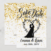 Save the Date Gold Glitter (Voorkant / Achterkant)