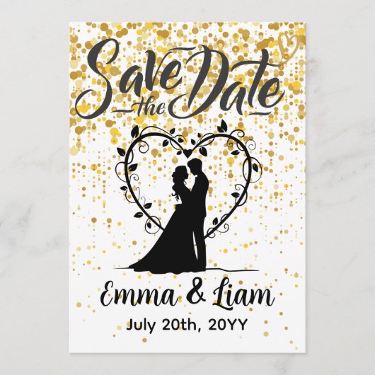 Save the Date Gold Glitter (Voorkant)