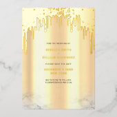 Save The Date Gold Glitter Drips Folie Feestdagenkaart (Voorkant)