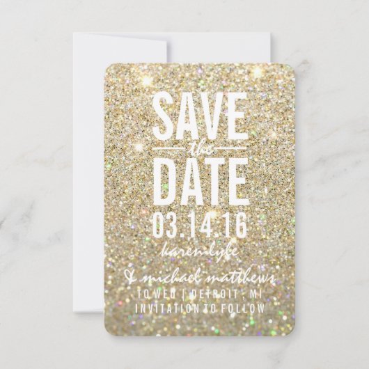 Save the Date | Gold Glitter Fab (Voorkant)