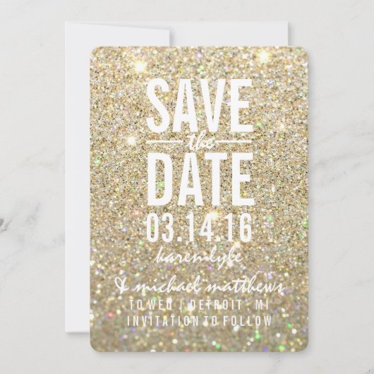 Save the Date | Gold Glitter Fab (Voorkant)