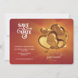 Save the Date Gold Hearts Aankondiging (Versie 4)