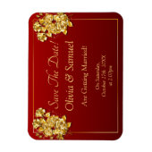 Save The Date - Gold Roses Maroon Red Vinyl  Magneet (Verticaal)