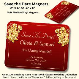 Save The Date - Gold Roses Maroon Red Vinyl  Magneet