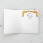 Save The Date - Gold Roses on Maroon Red    Kaart (Binnen)