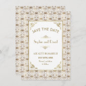 Save the date | Gold White Roaring 20s Art Deco (Voorkant / Achterkant)