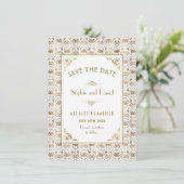 Save the date | Gold White Roaring 20s Art Deco (Staand voorkant)