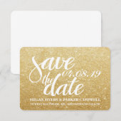 Save the date | Golden Glitter Fab (Voorkant / Achterkant)