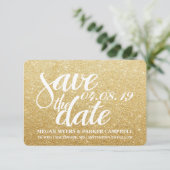 Save the date | Golden Glitter Fab (Staand voorkant)