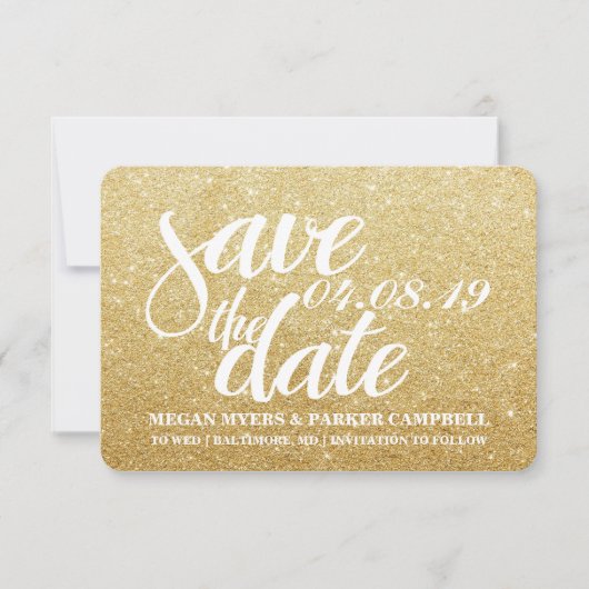Save the date | Golden Glitter Fab (Voorkant)
