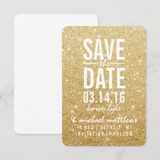 Save the Date | Golden Glitter Fab II (Voorkant / Achterkant)