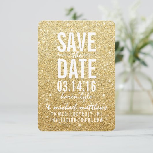 Save the Date | Golden Glitter Fab II (Staand voorkant)