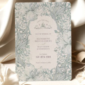 Save the Date Golden Lily Sky Blue William Morris Kaart