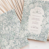 Save the Date Golden Lily Sky Blue William Morris Kaart