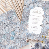 Save the Date Golden Lily Sky Blue William Morris Kaart