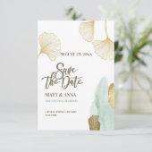 Save the Date Goud blad Aankondigingskaart Kaart (Staand voorkant)