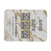 Save the date | Goud en wit, marmer-magneet Magneet (Horizontaal)